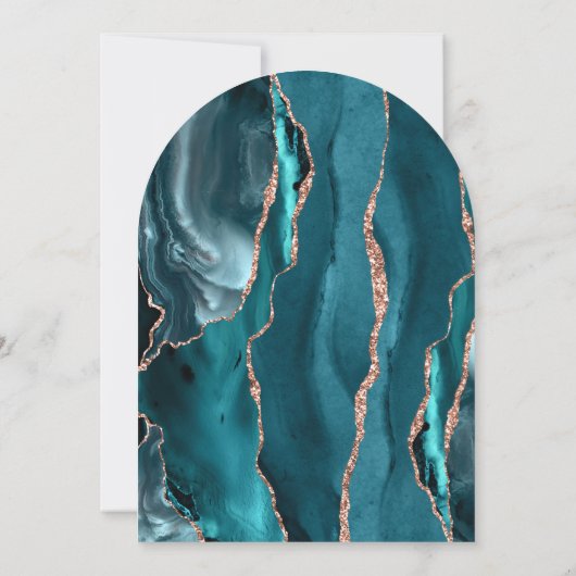 Invitation Modern Teal Rose Gold Agate Dark Arch Wedding (Dos)