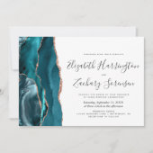 Invitation Modern Teal Rose Gold Agate Horizontal Wedding (Devant)