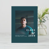 Invitation Modern Teal Typography Graduation Announcement (Debout devant)