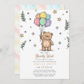 Invitation Modern Teddy bear Friendly baby shower (Devant / Derrière)