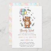 Invitation Modern Teddy bear Friendly baby shower (Devant / Derrière)