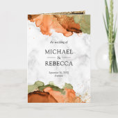 Invitation Modern Terracotta Abstract Ink QR Code Wedding (Devant)