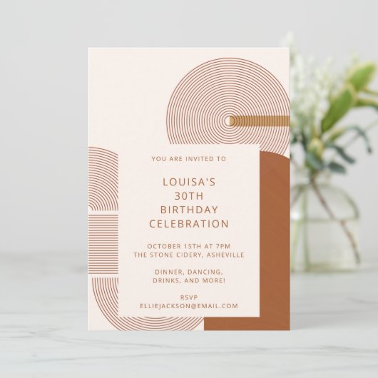 Invitation Modern Terracotta Geometric 30th Birthday Party (Debout devant)