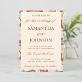 Invitation Modern Terracotta Ivory Floral Monogram Wedding (Debout devant)