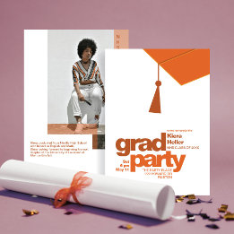 Invitation Modern Terracotta Typography Grad Party Photo
