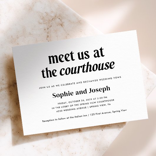 Invitation Modern Text | Courthouse Wedding Elopement