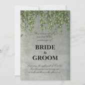 Invitation Modern Textured Concrete Wall with Green Vines Wed (Devant)