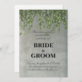 Invitation Modern Textured Concrete Wall with Green Vines Wed (Devant / Derrière)