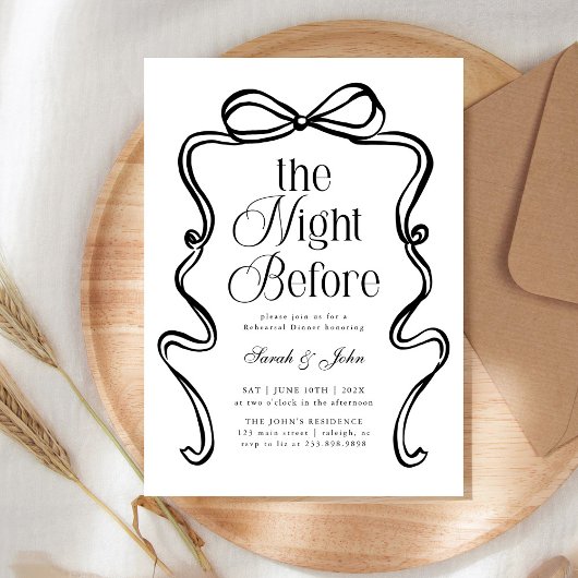 Invitation Modern The Night Before Bow BoRehearsal Dinner