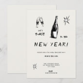 Invitation Modern Toast to the New Year 2026 Bold Typo (Devant / Derrière)