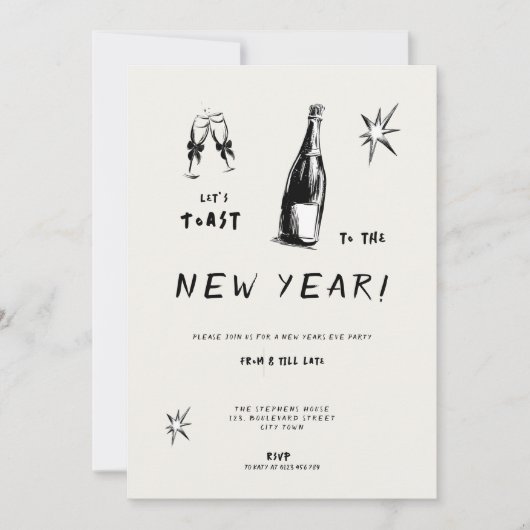 Invitation Modern Toast to the New Year 2026 Bold Typo (Devant)