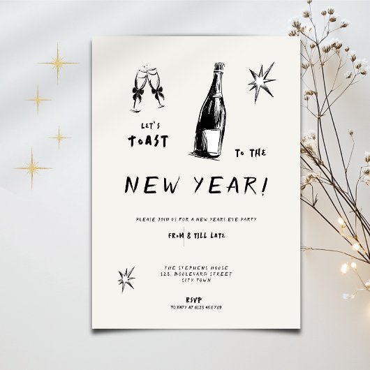 Invitation Modern Toast to the New Year 2026 Bold Typo