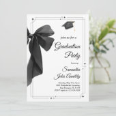 Invitation Modern Trendy Black Bow Graduation Party  (Debout devant)