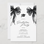 Invitation Modern Trendy Black Bow Graduation Party  (Devant)