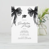 Invitation Modern Trendy Black Bow Graduation Party  (Debout devant)