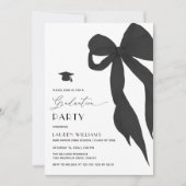 Invitation Modern Trendy Black Bow Graduation Party (Devant)