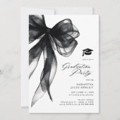 Invitation Modern Trendy Black Bow Graduation Party (Devant)