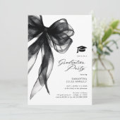 Invitation Modern Trendy Black Bow Graduation Party (Debout devant)