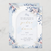 Invitation Modern Trendy Designer Dusty Rose Blush Wedding  (Devant / Derrière)