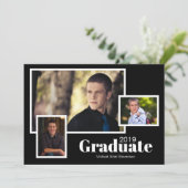 Invitation Modern Trois Photo Classic Black Graduation Party (Debout devant)