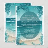 Invitation Modern Tropical Beach Turquoise Graduation Party  (Devant / Derrière)