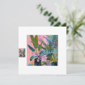 Invitation Modern Tropical Plant Print – Pink and Green  (Debout devant)