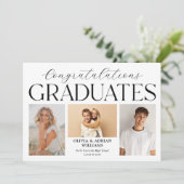 Invitation Modern Twin Graduates Photo Grad Party (Debout devant)
