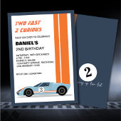 Invitation Modern Two Fast Race Car Boy 2e anniversaire