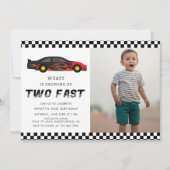 Invitation Modern Two Fast Racecar Boy 2e anniversaire (Devant)
