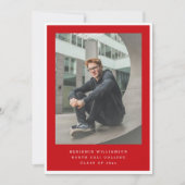 Invitation Modern Two Photo Red and White Graduation Party (Devant)