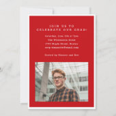 Invitation Modern Two Photo Red and White Graduation Party (Dos)
