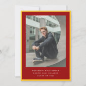 Invitation Modern Two Photo Red and Yellow Graduation Party (Devant)