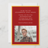 Invitation Modern Two Photo Red and Yellow Graduation Party (Dos)