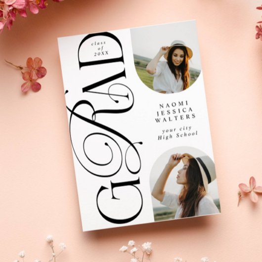 Invitation Modern Typography 2 Arch Photo Elegant Graduation