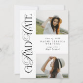 Invitation Modern Typography 2 Photos Elegant Graduation (Devant)