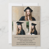 Invitation Modern Typography 3 Photo Collage Graduation Party (Dos)