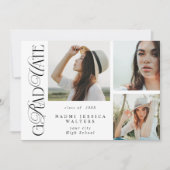 Invitation Modern Typography 3 Photos Elegant Graduation (Devant)