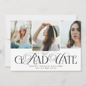 Invitation Modern Typography 4 Photos Elegant Graduation (Devant)