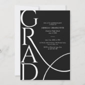 Invitation Modern Typography Black and White 2026 Grad Party (Devant)