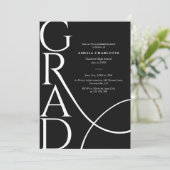 Invitation Modern Typography Black and White 2026 Grad Party (Debout devant)