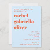 Invitation Modern Typography Cool Blue Orange Bat Mitzvah (Devant)