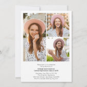 Invitation Modern Typography Graduate 3 Photo Collage (Dos)