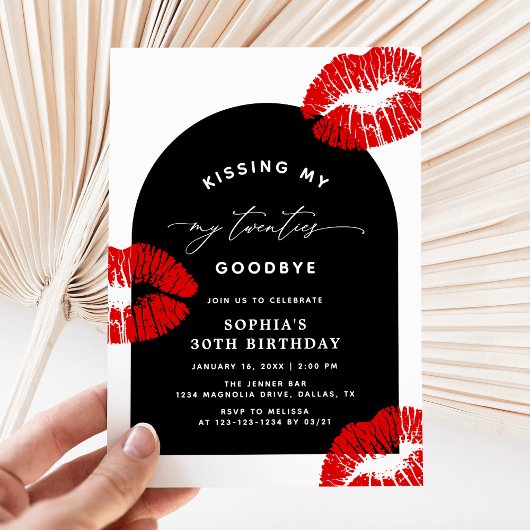 Invitation Modern Typography Kissing My Twenties Goodbye