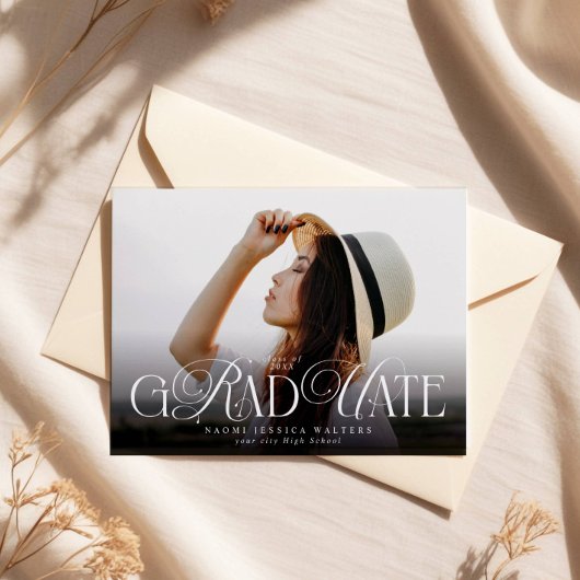 Invitation Modern Typography Senior Photo Elegant Graduation