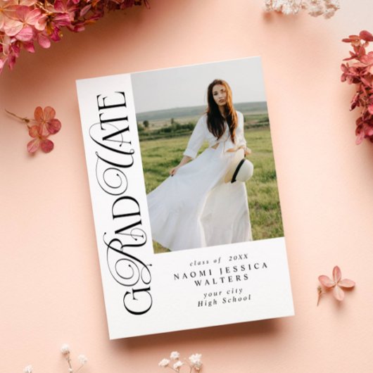 Invitation Modern Typography Serif Photo Elegant Graduation