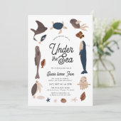 Invitation Modern Under the Sea 5th Birthday (Debout devant)