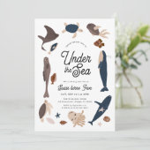 Invitation Modern Under the Sea 5th Birthday (Debout devant)