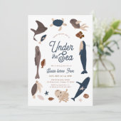 Invitation Modern Under the Sea 5th Birthday (Debout devant)