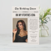 Invitation Modern Unique Photo Forty 40th Birthday (Debout devant)