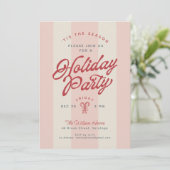 Invitation Modern Vintage Stripes Cute Retro Holiday Party (Debout devant)